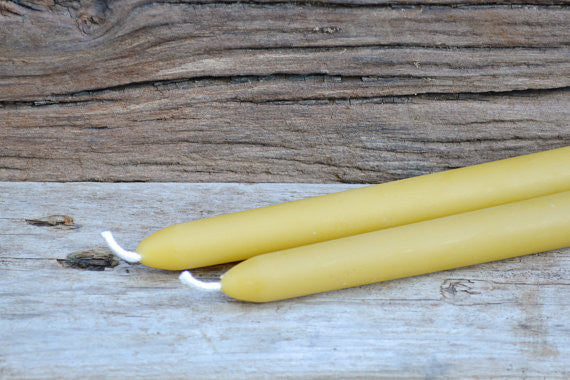 Mira's Naturals 100% Beeswax 10" Taper Candles - Set of Two