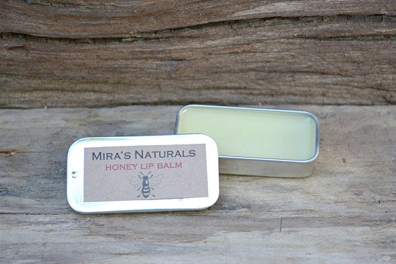 Mira's Naturals Raw Honey Lip Balm in Retro Slide Tin