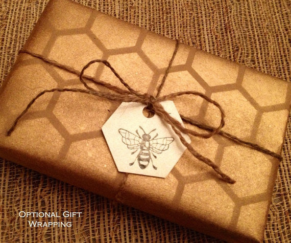 Bath Gift Set - Mira's Naturals Beeswax & Raw Honey Soap and Hand-knit Natural Cotton Washcloth