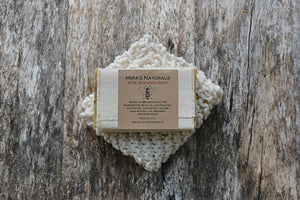 Bath Gift Set - Mira's Naturals Beeswax & Raw Honey Soap and Hand-knit Natural Cotton Washcloth